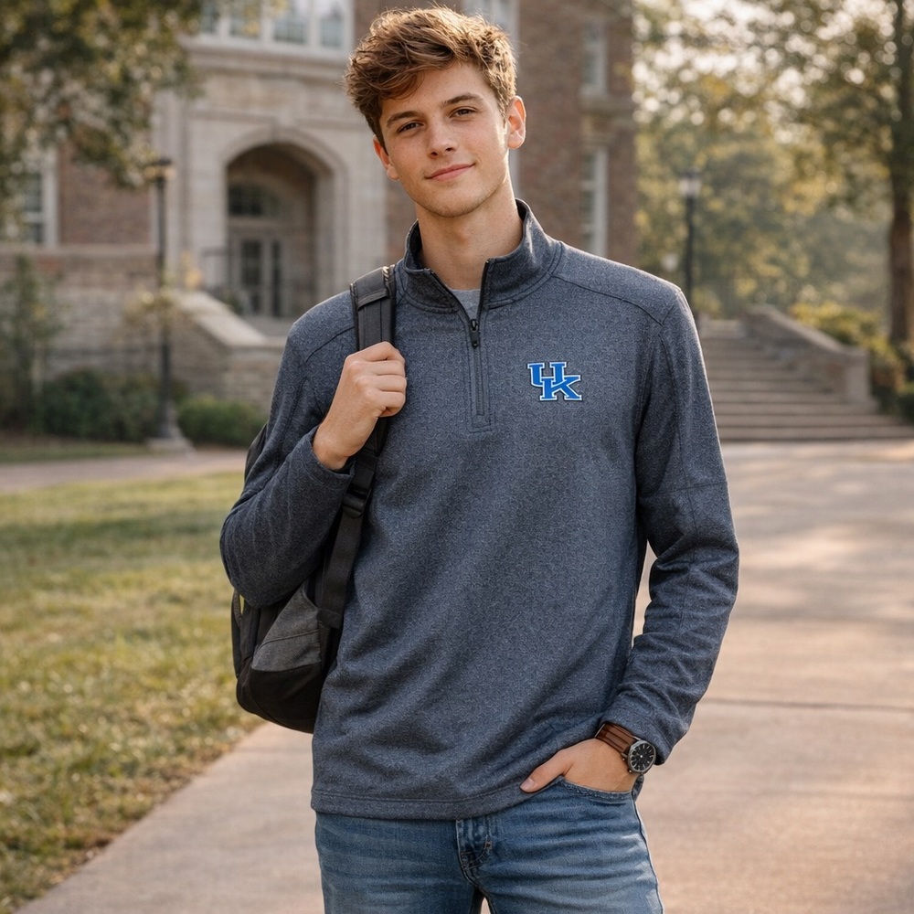 UK University of Kentucky Wildcats Grey Quarter Zip Lightweight Pullover Size XS
